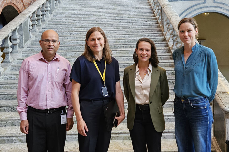 Dilip Khatiwada, Erica Eneqvist (Stockholm Stad), Daisy Kerr and Rebecka Engström in Stockholm City hall during Kerr's visit in Stockholm.